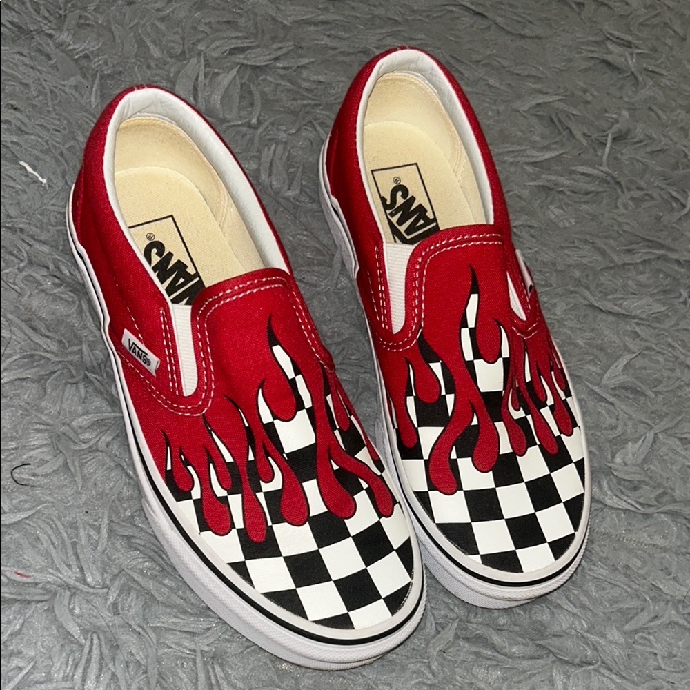 Never worn! Vans Red Slip-On Sneakers